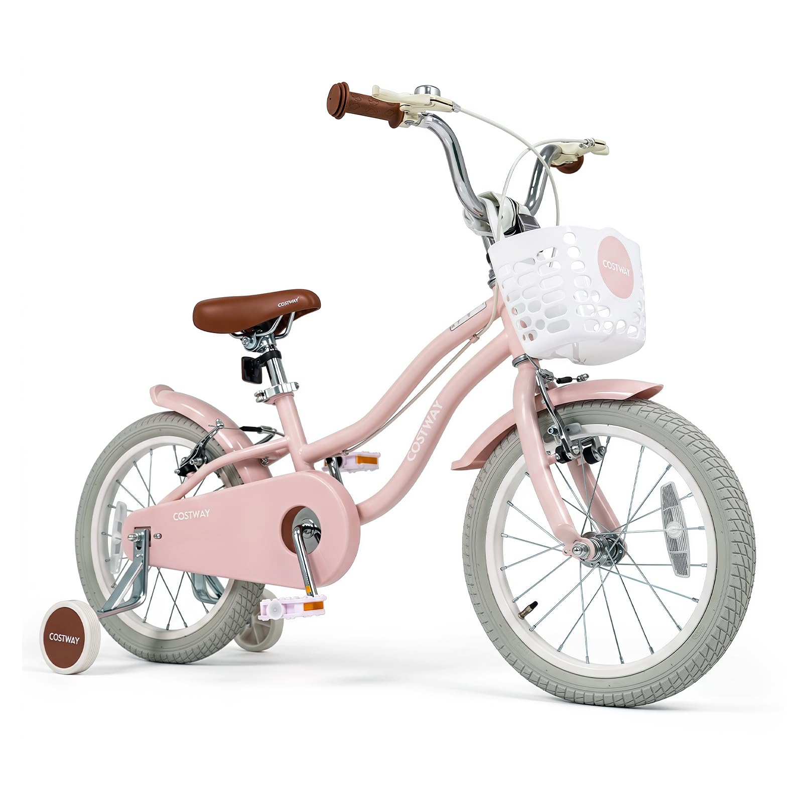COSTWAY Kids Bike, Children's Training Bicycle (Pink, 14 Inch)