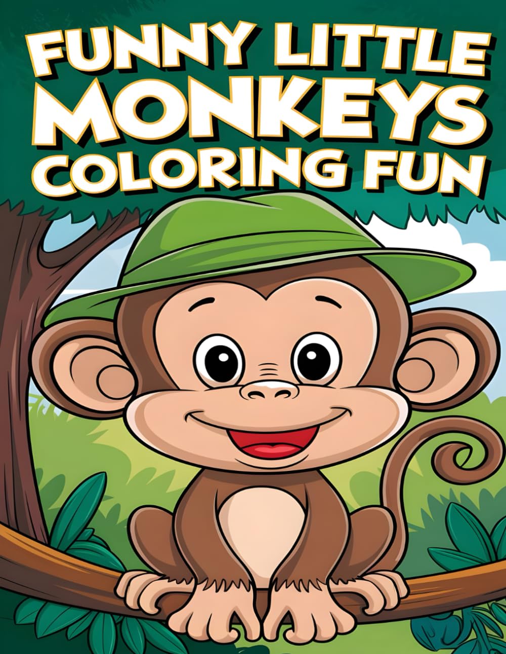 Happy Little Monkeys Coloring Fun: Cute Monkey Coloring Book