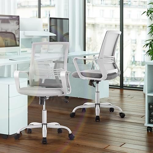 Miniatura 2 de Silla ergonómica de escritorio para oficina en casa soporte lumbar de respaldo medio asiento acolchado y reposabrazos silla de computadora altura