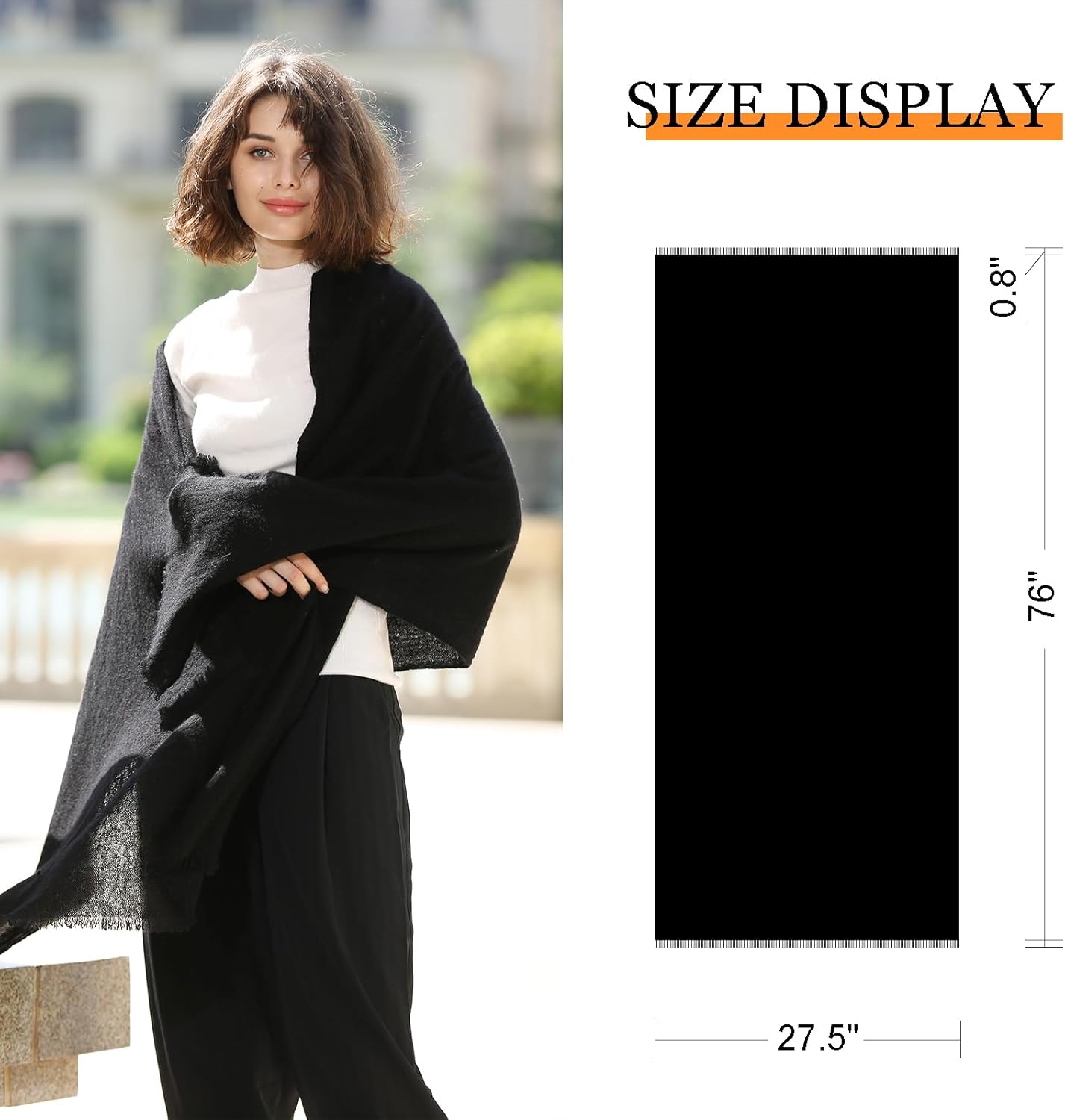 Luxury Cashmere Merino Wool Blend Shawl Wraps for Women, Travel Wrap Scarf for All-Season, Winter Blanket Scarf - Image 3