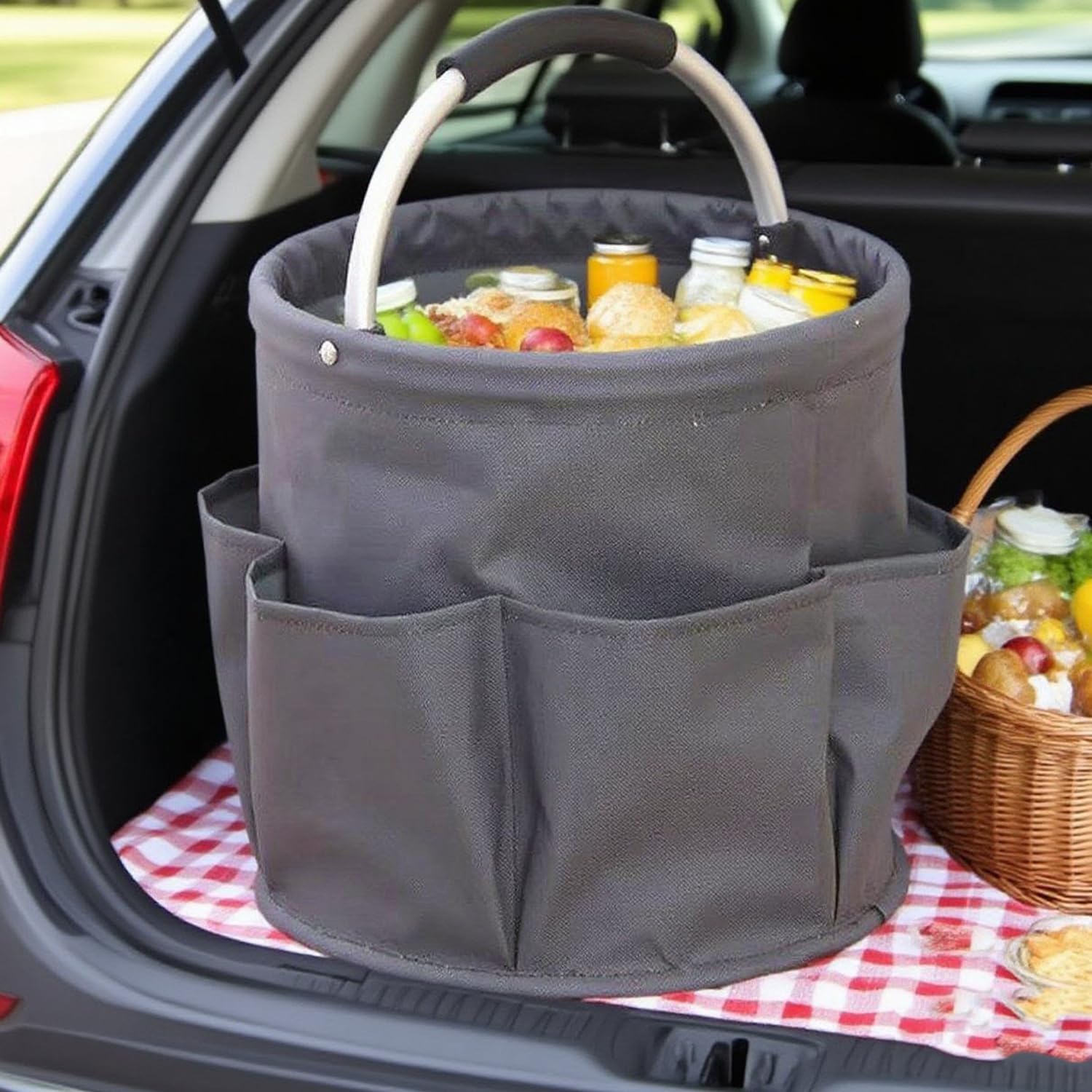Borse portaoggetti per utensili da campeggio, borsa portatile da picnic, borsa per attrezzi di grande capacità per viaggi, uso interno/esterno, ideale per picnic, campeggio e organizzazione