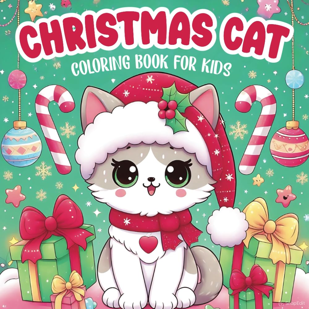 Christmas Cat Coloring Book For Kids: Fun and Cute Kitten Illustrations for Toddler Ages 4-8