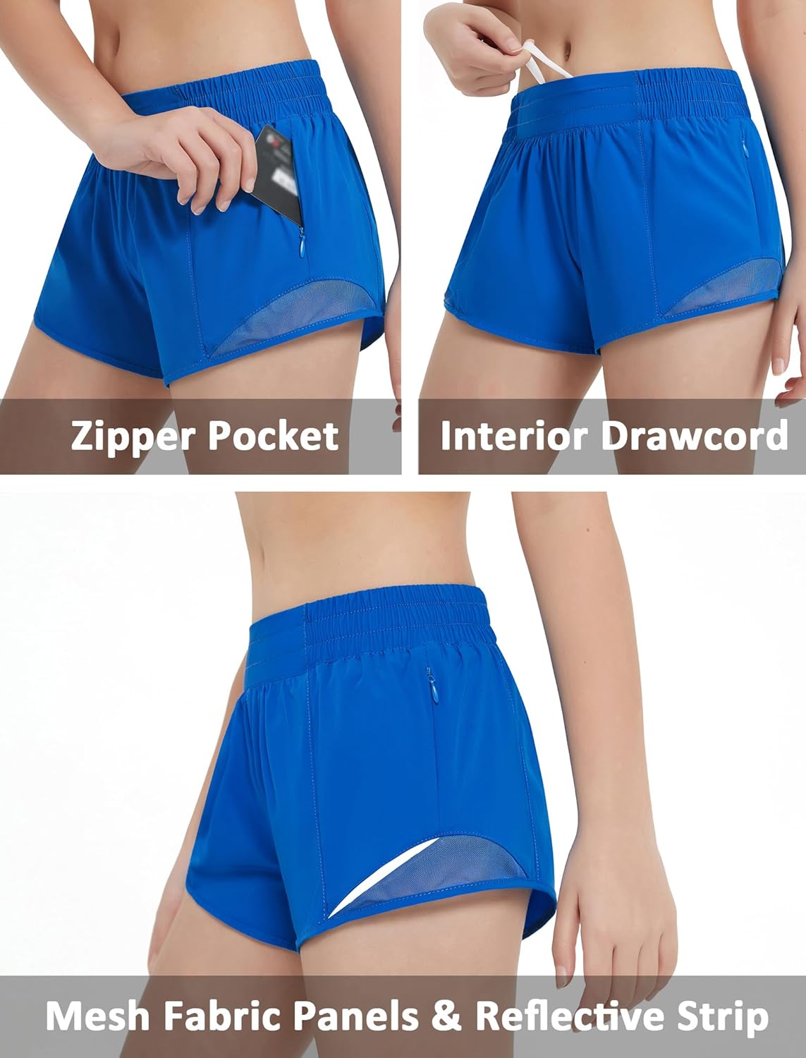 EXARUS Girls 2.5"/4" Athletic Shorts Running Workout Track with Liner Zip Pocket Lightweight Gym Sports for Kids 6-12Y - Image 5