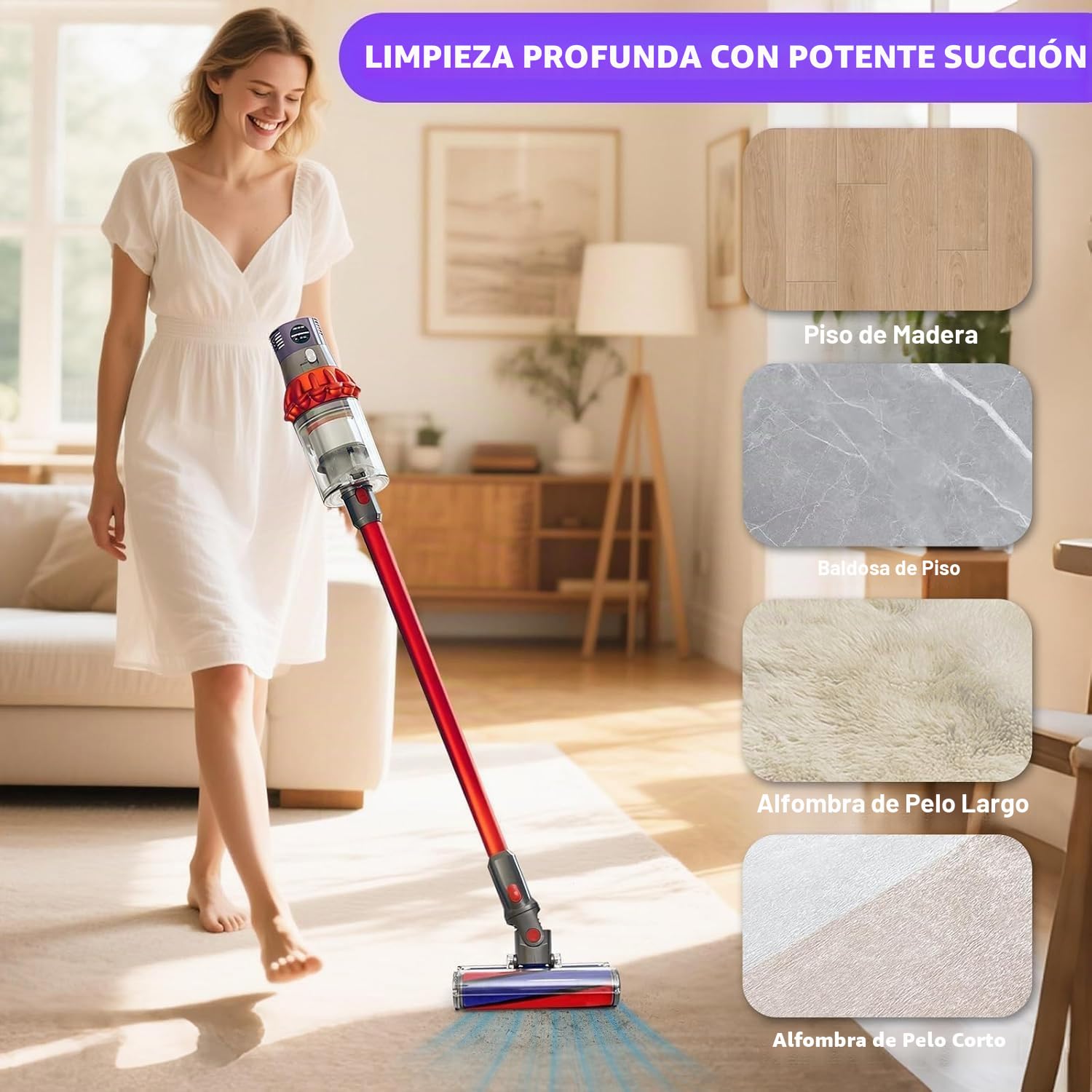 Cabezal de Cepillo Eléctrico para Dyson V7 V8 V10 V11 V15 SV10 SV11 SV12 SV14 Aspiradoras, Cepillo de Cabezal Limpiador de Cabezal de turbina para Dyson para Moquetas y Suelos Duros