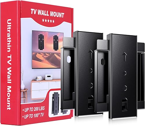 Soporte de pared para TV ultradelgado, capacidad resistente de 200 libras, diseño totalmente metálico anticaídas, soporte de TV de montaje en pared