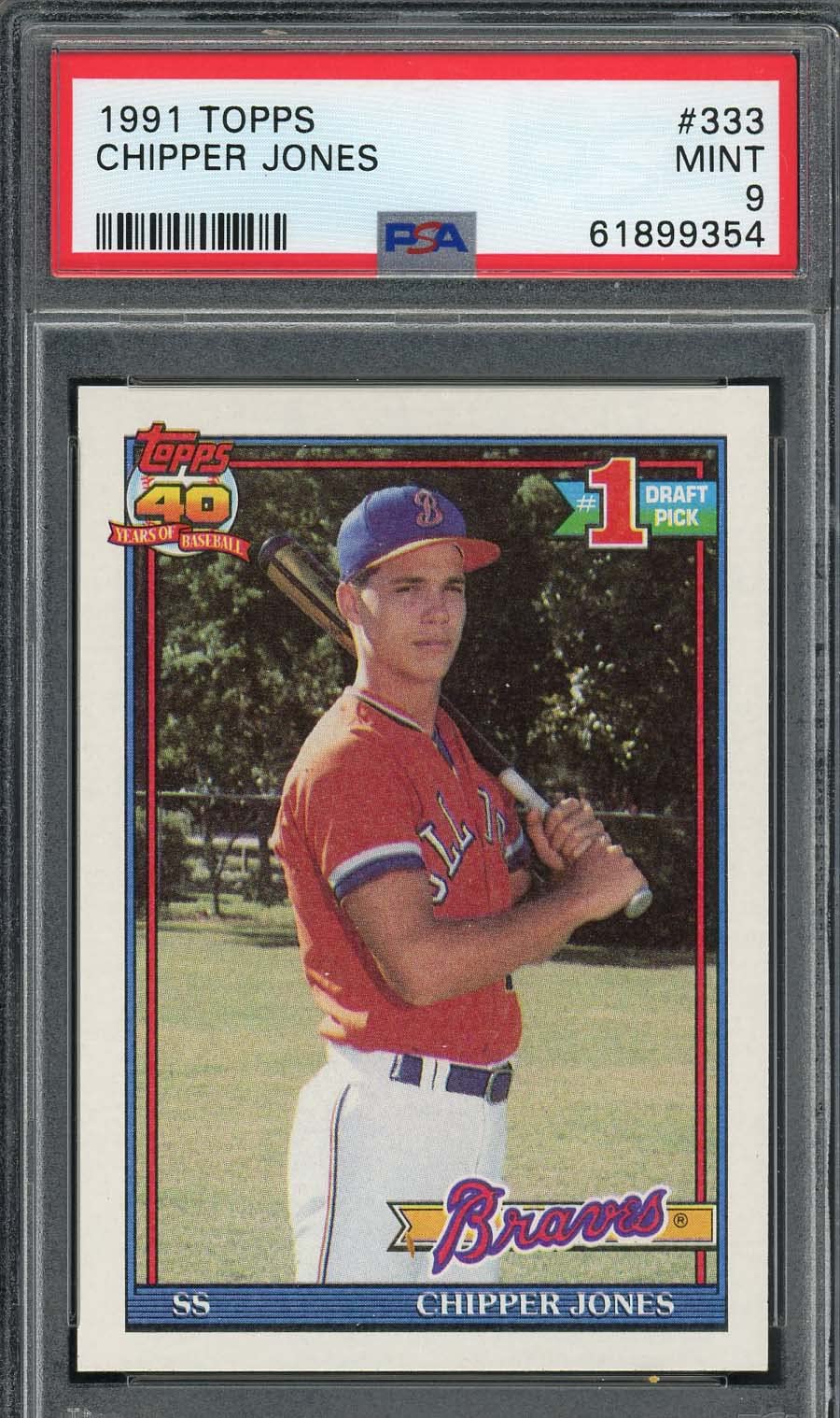 Amazon.com: Chipper Jones 1991 Topps Baseball Rookie Card RC #333