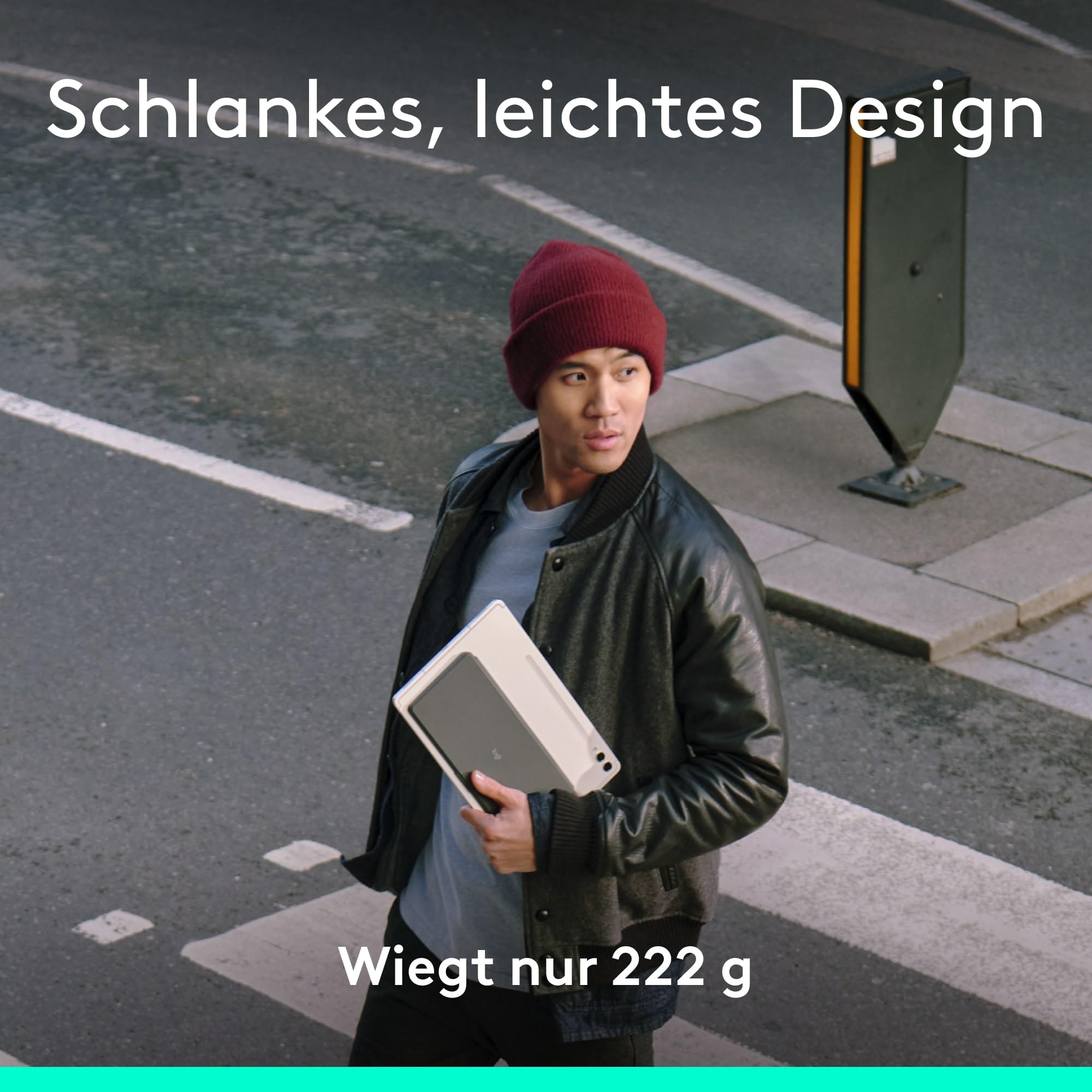 Logitech Keys-to-Go 2, Mobile Bluetooth-Tastatur für Tablets mit integriertem Schutzcover, schlanke, kabellose Tastatur für Windows, Android, Linux, iPad, iPhone, Mac, Apple TV, DEU QWERTZ - Grau