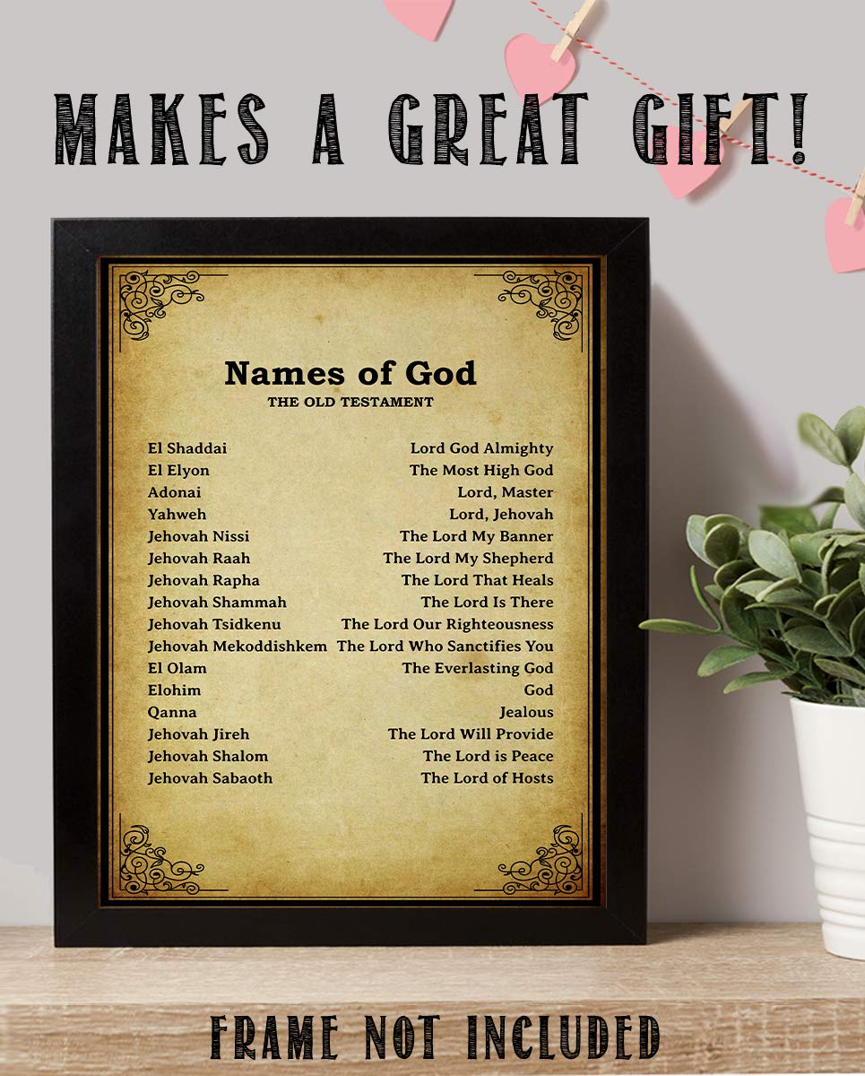 "Names of God Old TestamentMeanings" Bible Wall Art. 10 x 8