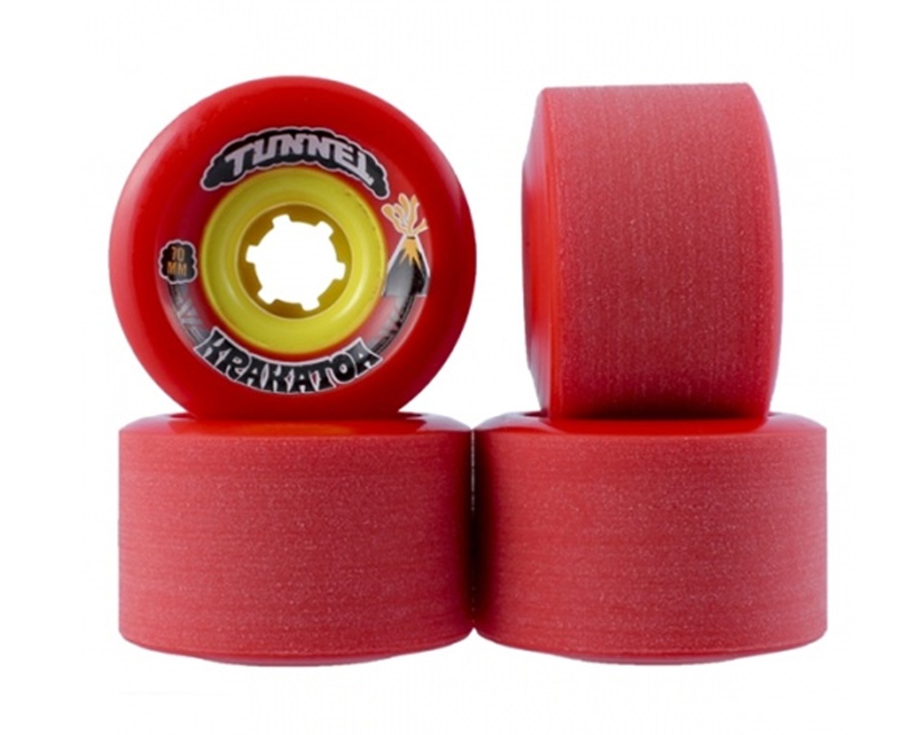 Longboard Wheels (Set 4).Ruedas Skate Longboard Tunnel. Krakatoa 70mm/81a Red