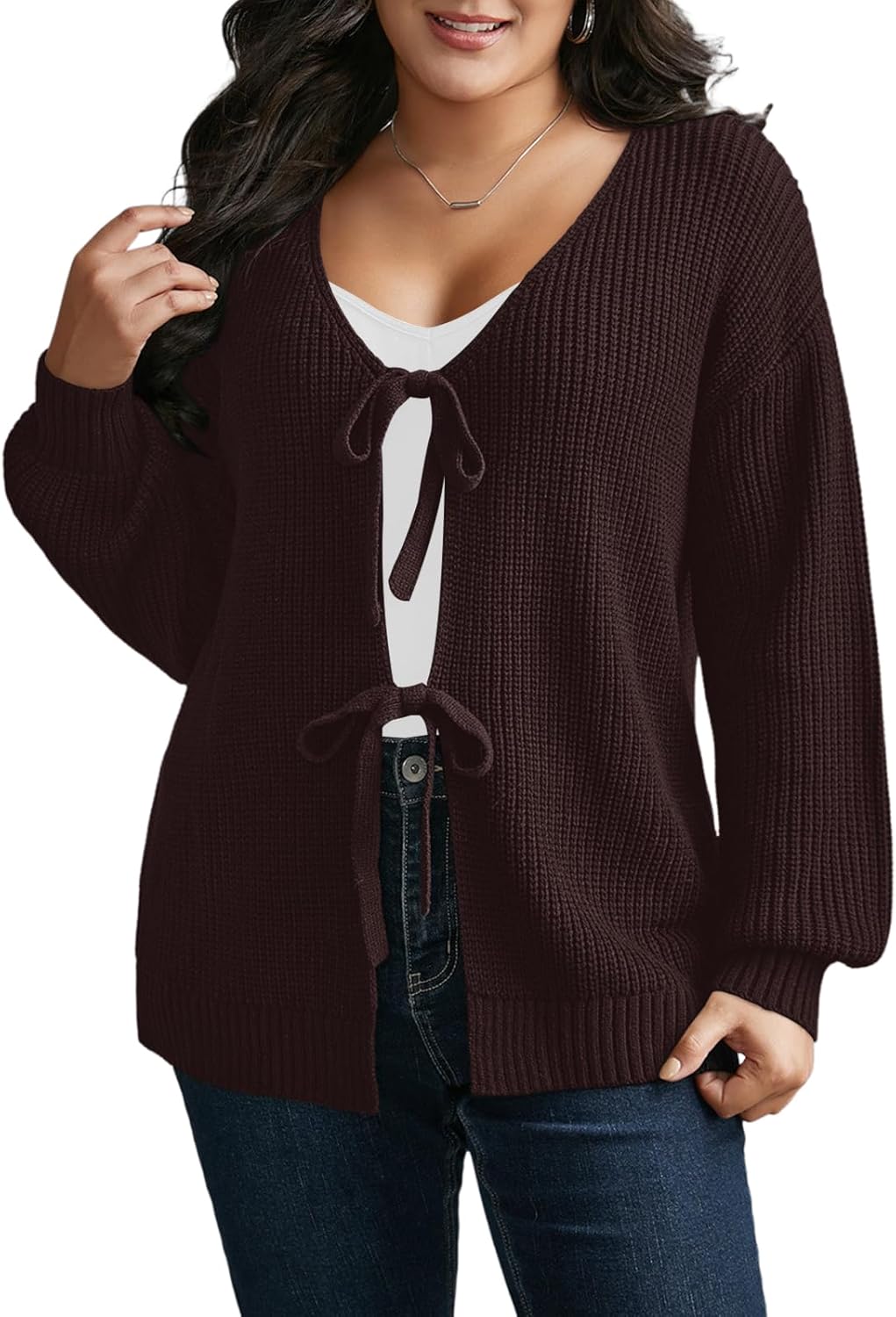 Elitechoice Women's Plus Size Cardigan Sweater Long Sleeve Open Front Knit Cover Up Oversized Loose Fit Tops (XL-5XL)