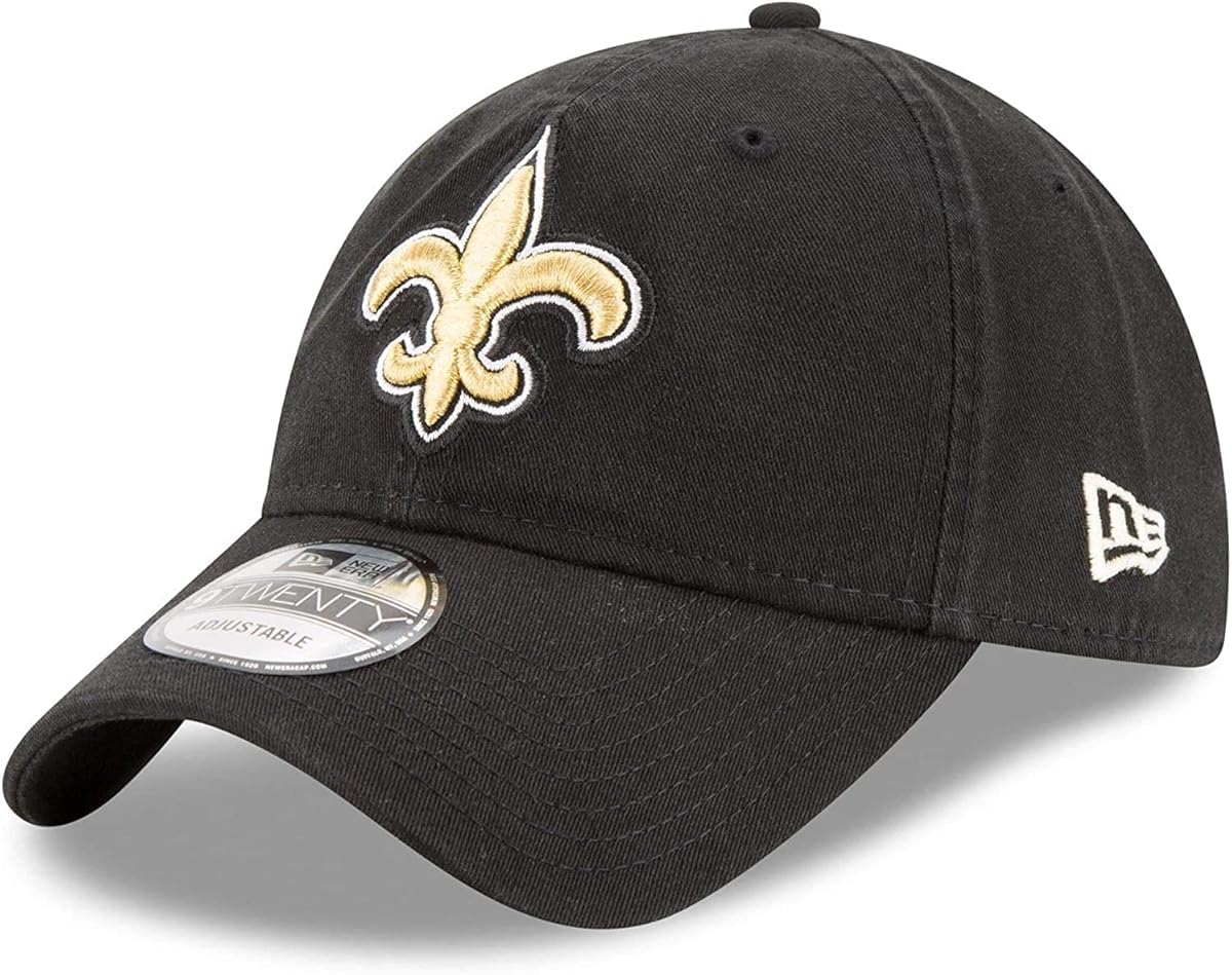 New Era NFL Core Classic 9TWENTY Team Color Adjustable Hat Cap One Size Fits All, New Orleans Saints Black, One size — image 1