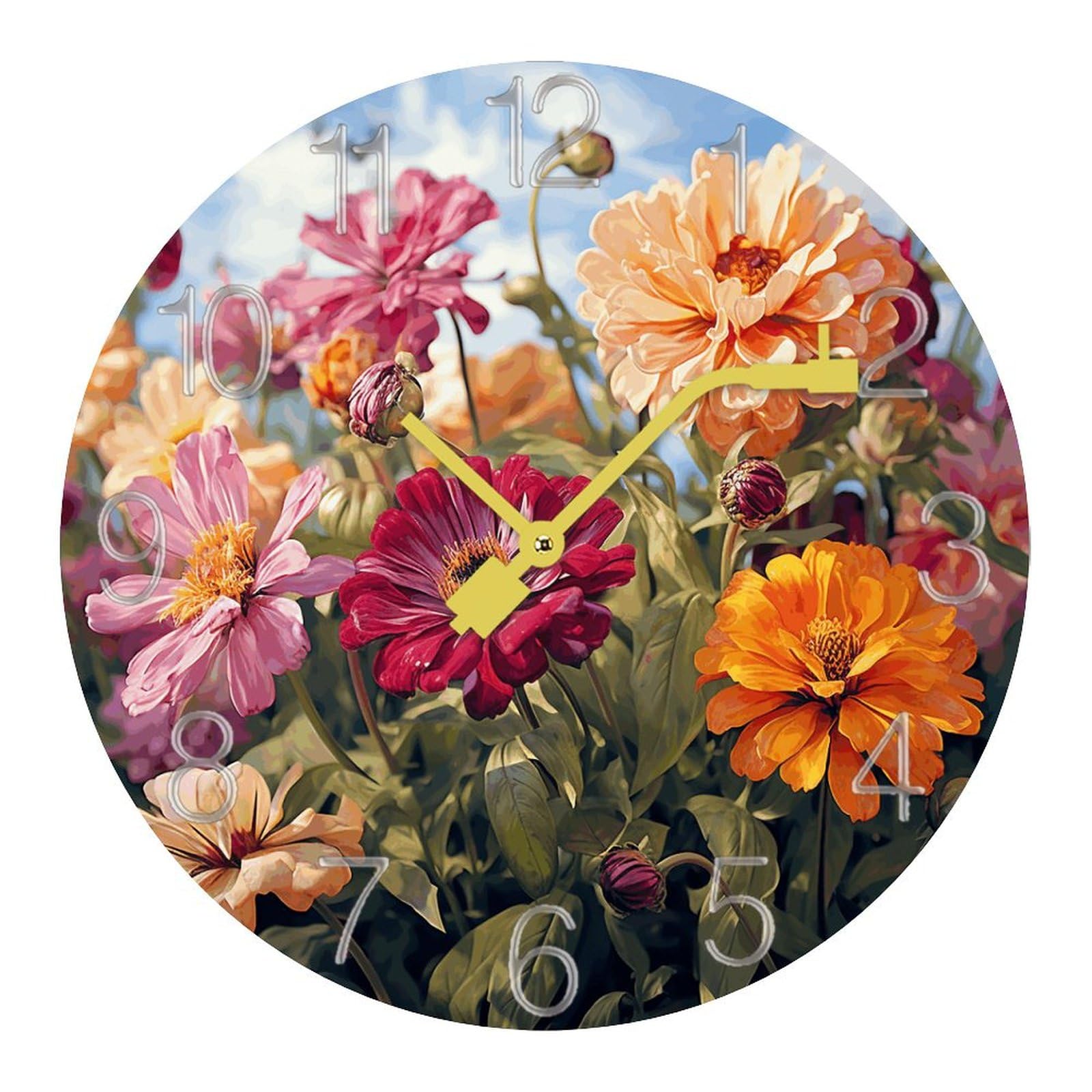 Horloge murale silencieuse pour cuisine et salle de bain colorée