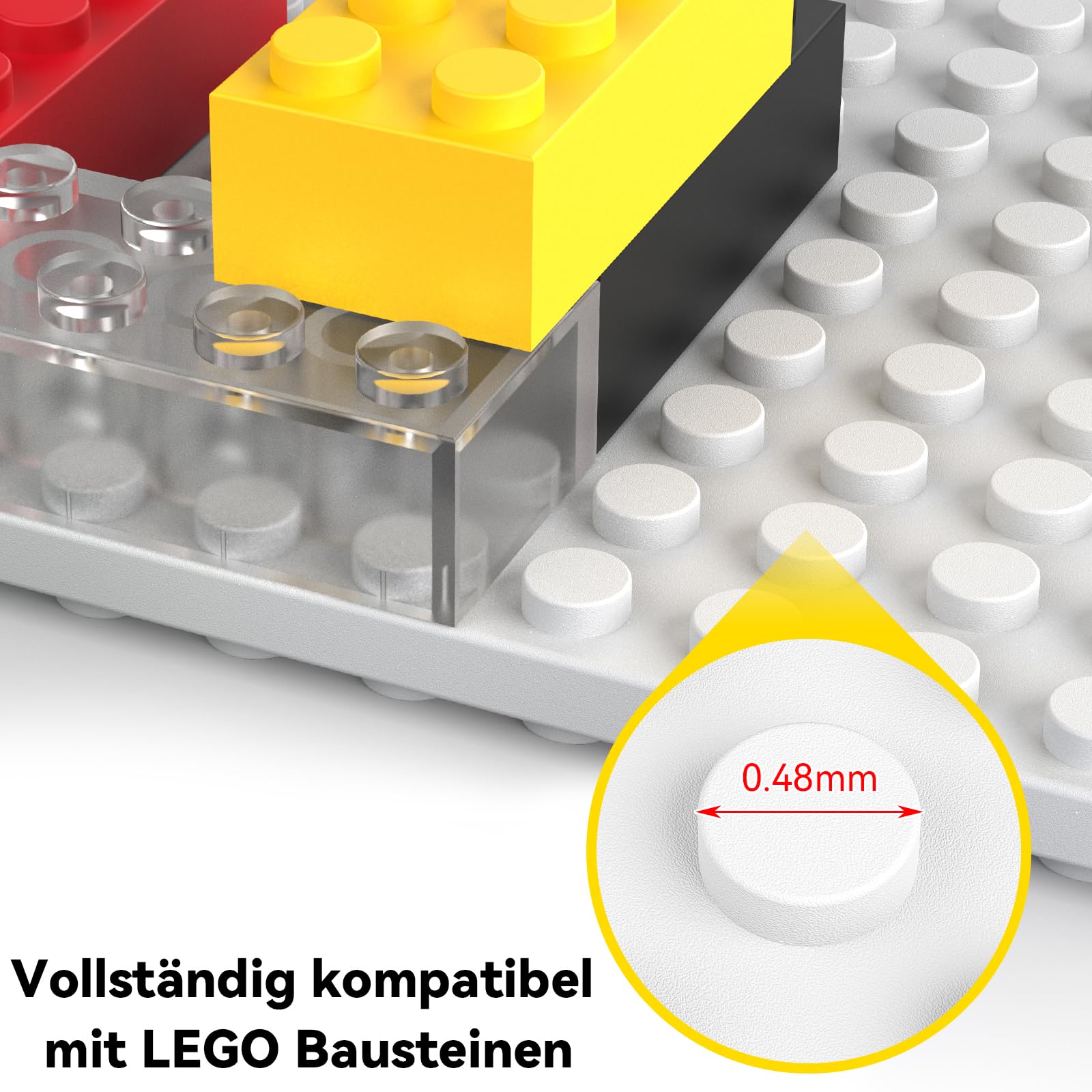 4er-Set Wandregal Bausteine Regal Groß, ABS Schweberegal & Wandboards | 28,7x16cm mit beidseitig 36x20 Noppen, Vitrine & Display für Baustein, Weiß