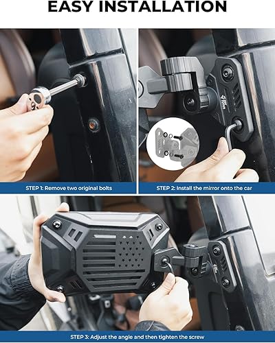 Miniatura 6 de JOYTUTUS Wrangler - Espejos para puertas o puertas de encendido compatibles con Wrangler TJ JK y Unlimited, espejos laterales Wrangler JK