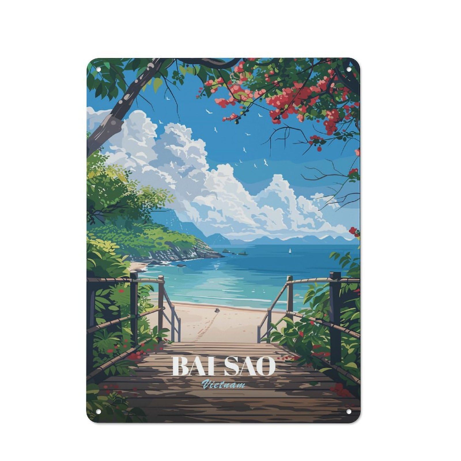 Junmoney Style-19 Creative Bai Sao Beach, Vietnam Office Metal Sign 40X30cm, Study Room Decor For Workspace, Cafe, Shop Or Desk Area