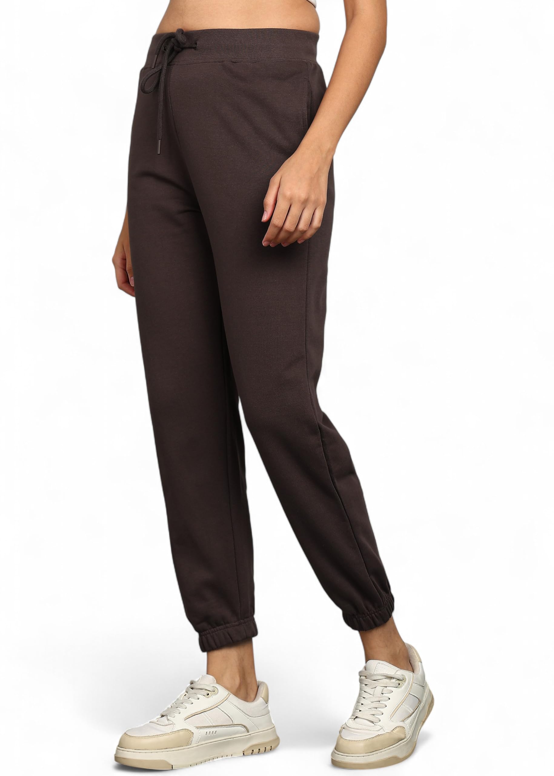 alan jones clothing Women’s Regular Fit Cotton Sweatpants | Heavy GSM Solid Joggers with Drawstring Waistband & Side Pockets-picture-12