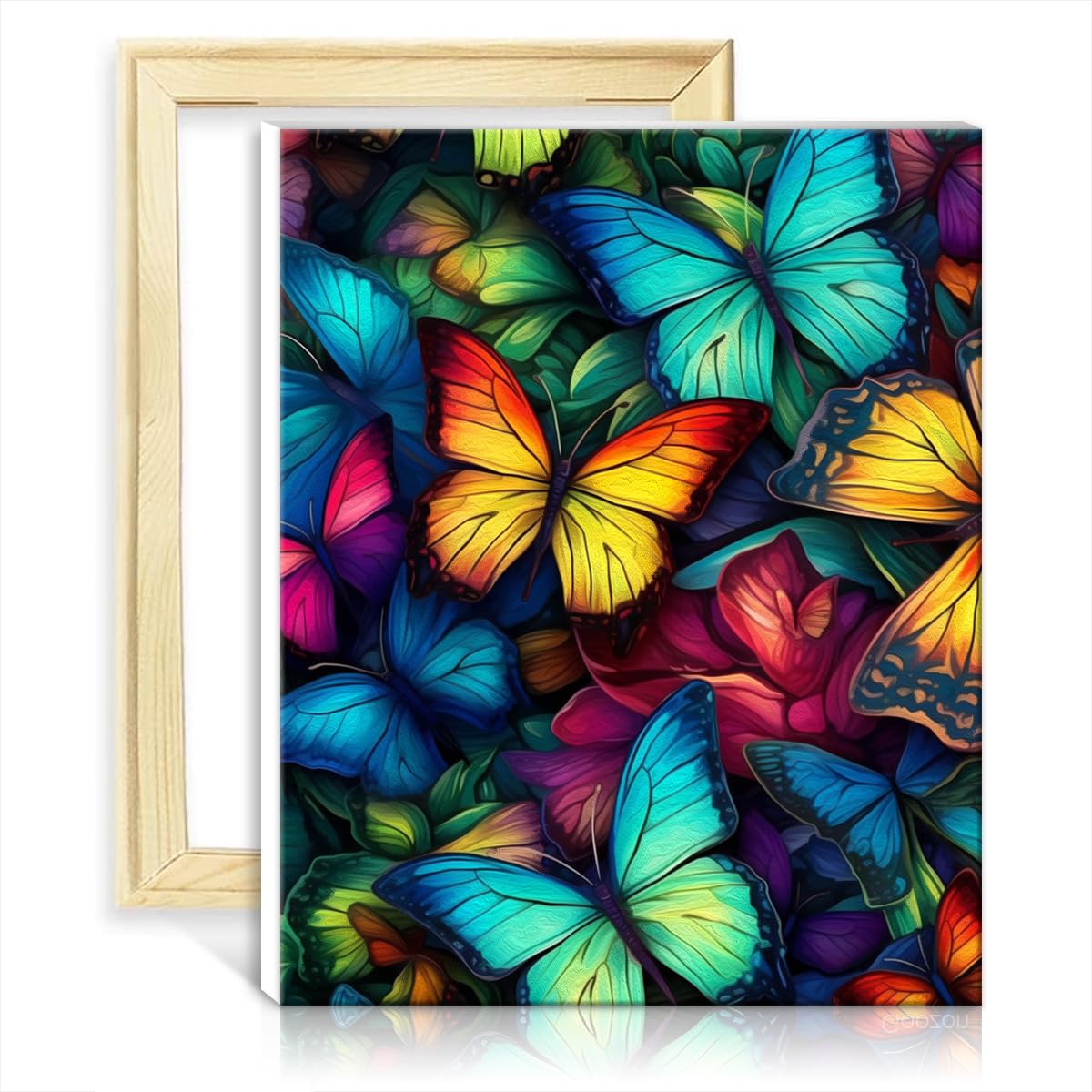 Dipingere con i Numeri Adulti,Pianta Farfalla Kit Pittura Numeri Fai da Te,con Pittura Acrilica e Pennelli,Tela Olio Paint by Numbers per Bambini Principianti Decora la casa 50x65cm Senza Cornice