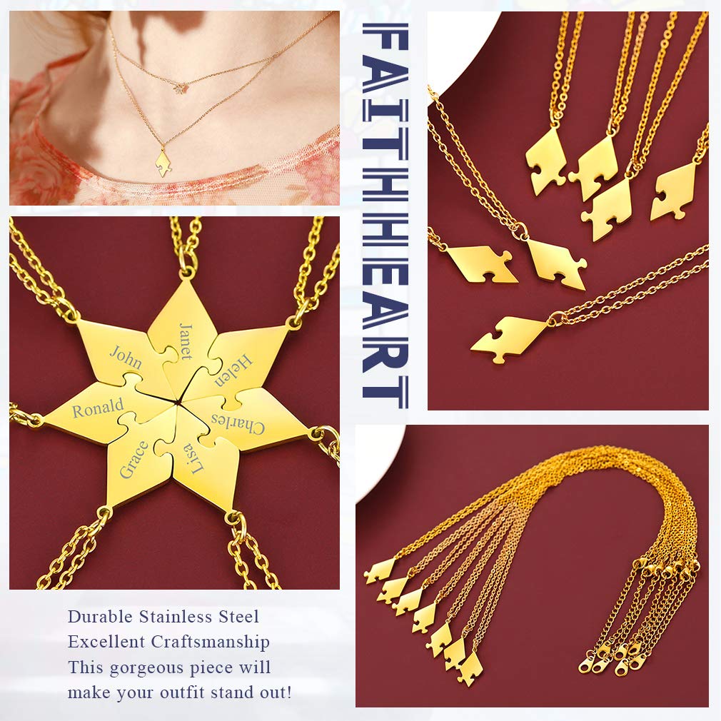 FaithHeart Collana dell'Amicizia 3/4/5/6/7/8 Pezzi Ciondoli a Losanga Separabili Nomi Personalizzati del Migliore Amici Catene Regolabili Gioielli Best Friends BFF per il Regalo di Natale Compleanno
