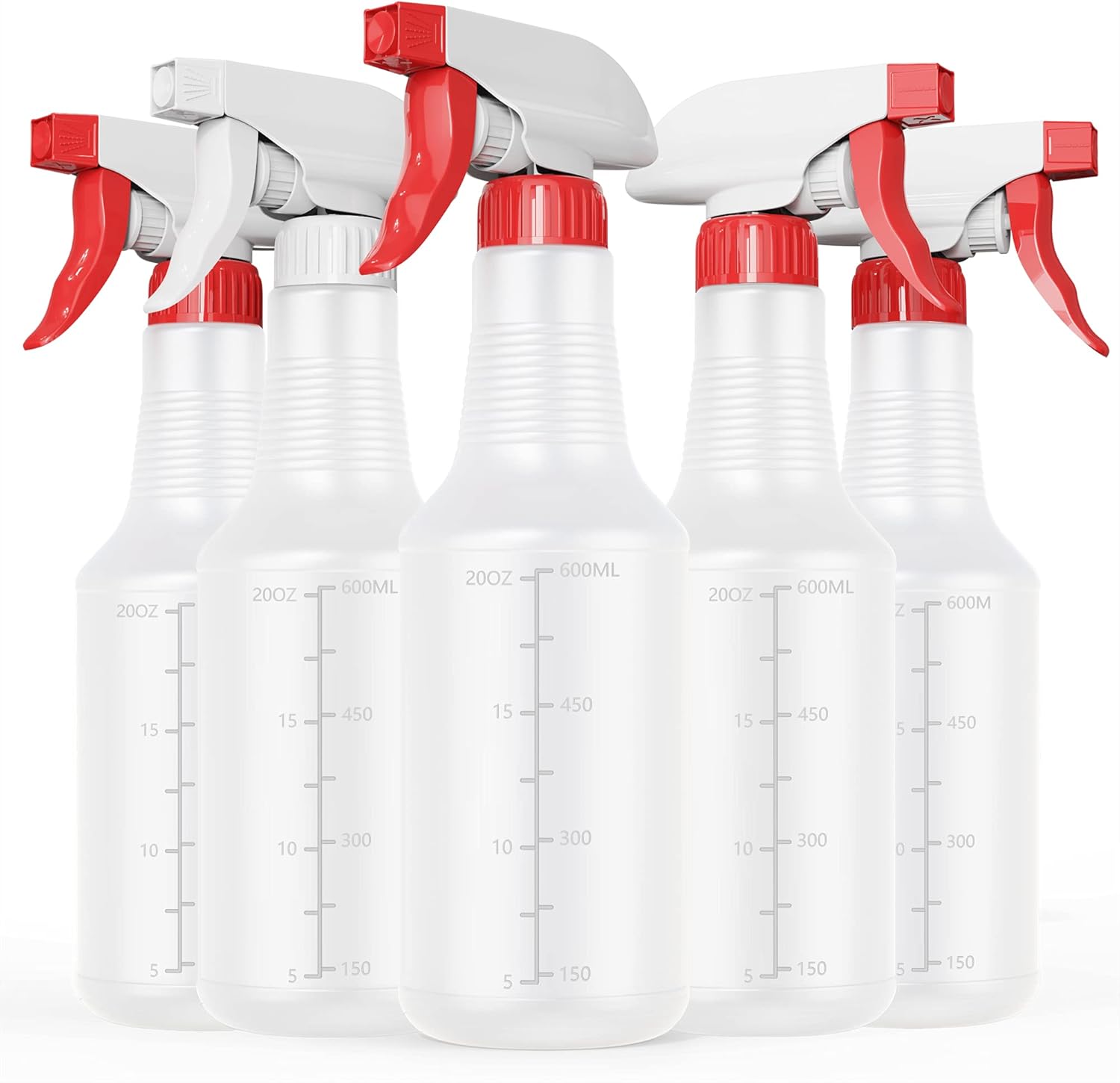 Veco Spray Bottle (5 Pack,16 Oz) with Measurements and Adjustable Nozzle(Mist & Stream Mode), HDPE Plastic Spray Bottles for Cleaning Solution, Household/Commercial/Industrial Use, No Leak and Clog : Industrial & Scientific
