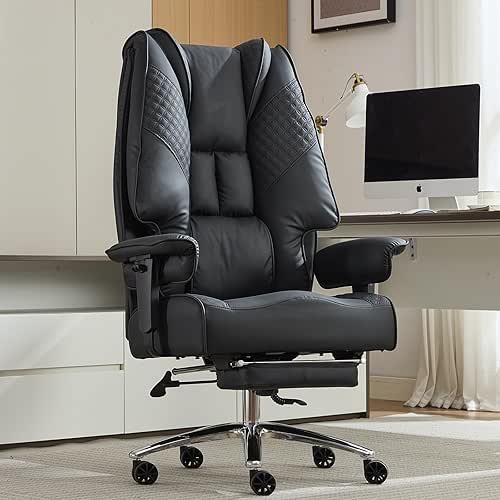 Big and Tall Office Chair 400lbs Wide Seat, Leather High
