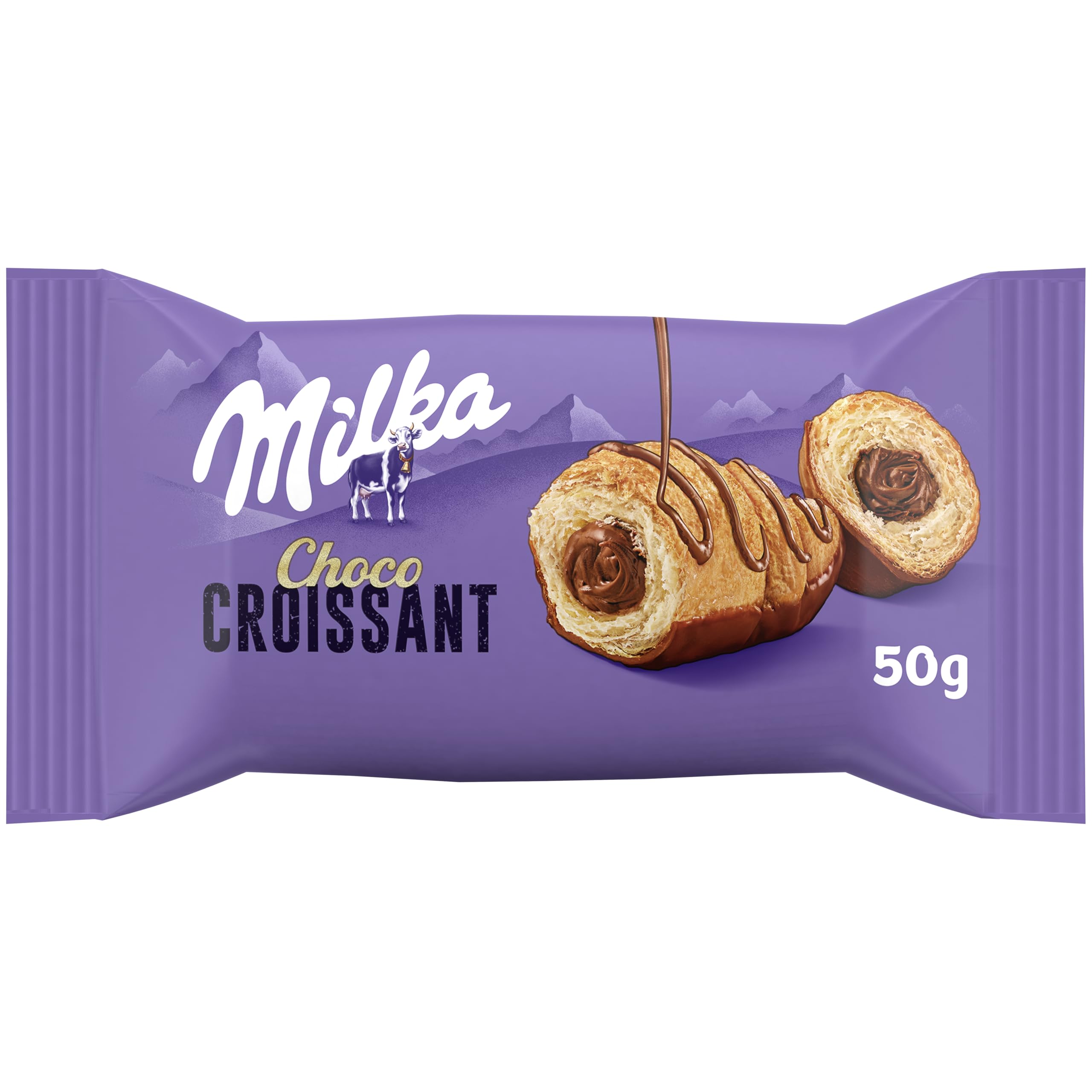 Milka Croissant Chocolate con Relleno de Chocolate con Leche de los Alpes, Pack 14 x 50 g