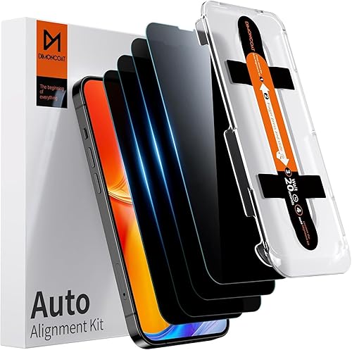 Miniatura 9 de DIMONCOAT Paquete de 4 Kit de alineación automática Protector de pantalla de privacidad compatible con iPhone 14 Pro Max de 6.7 pulgadas protección