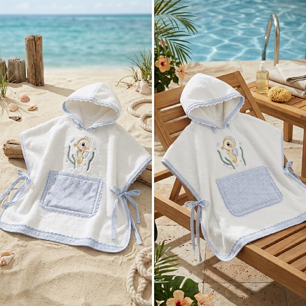 Nenel Ponczo ręcznik dziecięcy z kapturem spersonalizowany - basen, plaża, rzeka lub kąpiel - Poncho ręcznik surfingowy z haftowanym imieniem - sukienka ręcznik dla chłopca/dziewczynki z imieniem - 4