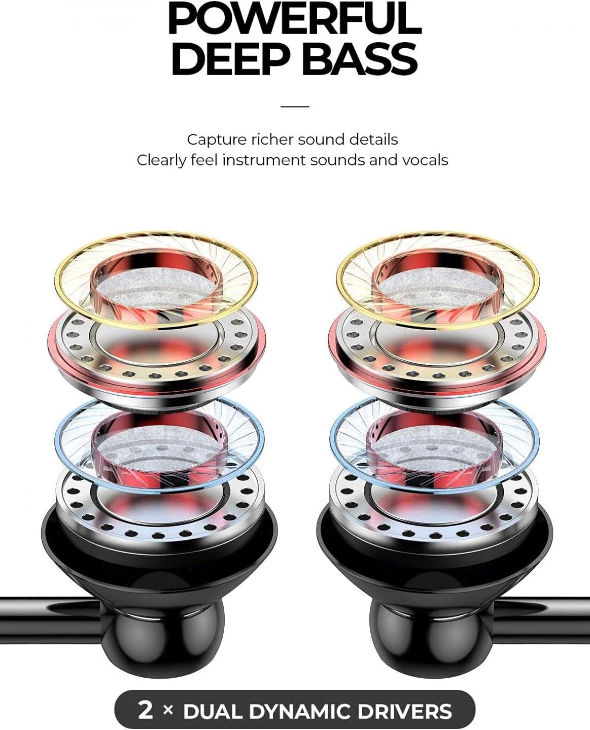 Wired Earphones Hi-Fi Sound Headphones Handsfree Mic Headset Metal Earbuds Compatible with Lively Jitterbug Smart3