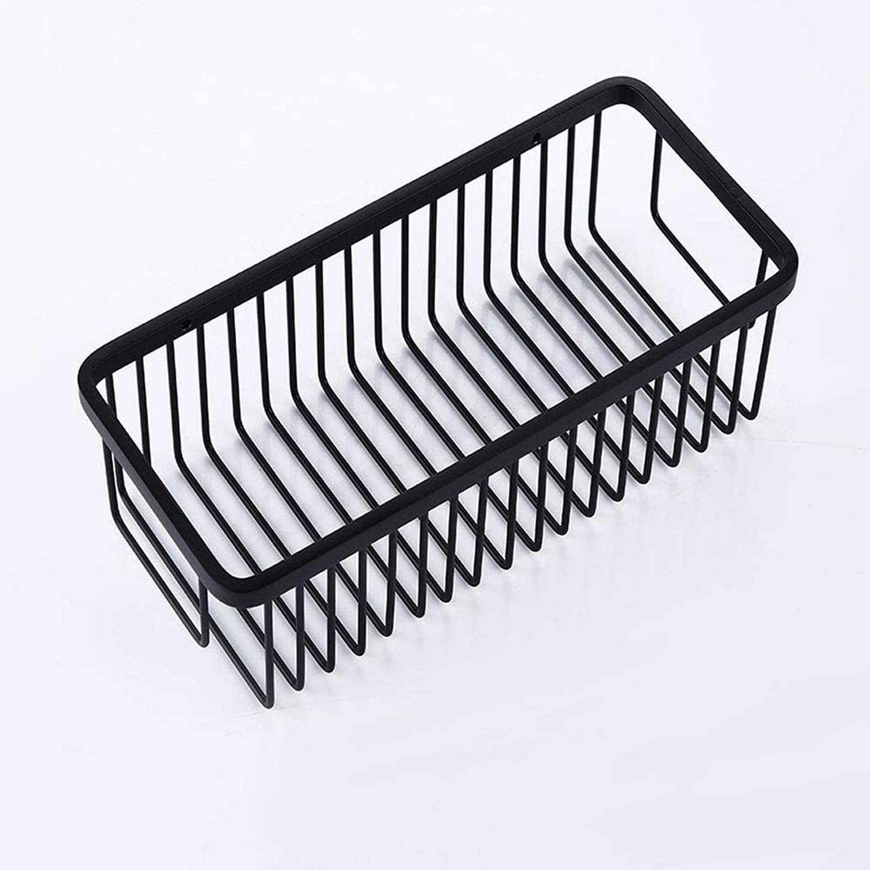 Wall Mounted Bathroom Shelf 304 Stainless Steel Organiser Holder Storage Basket Black Kitchen Rack Nordic Shower Caddy Rectangle