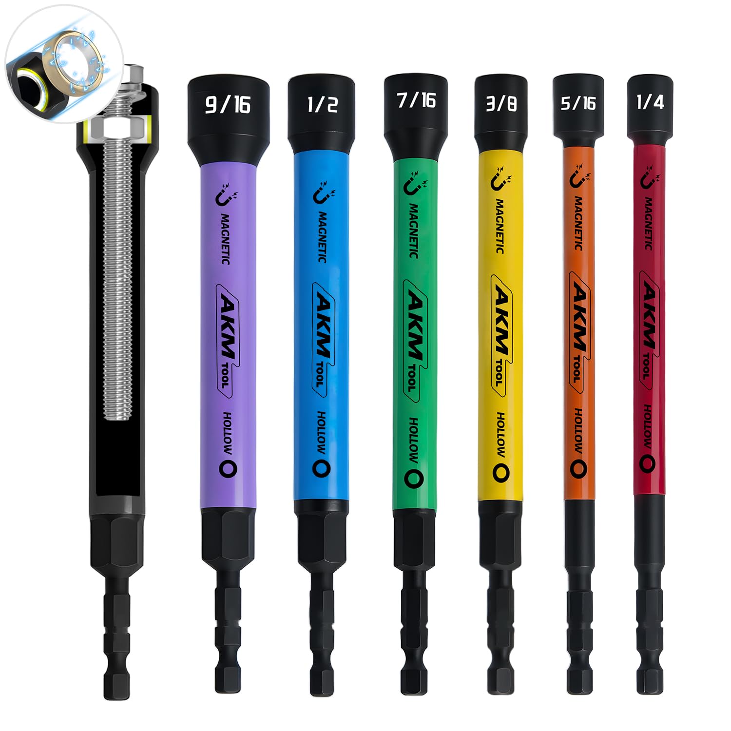 Amazon.com: AKM TOOL 6 PCS Hollow Nut Driver Set, Magnetic nut