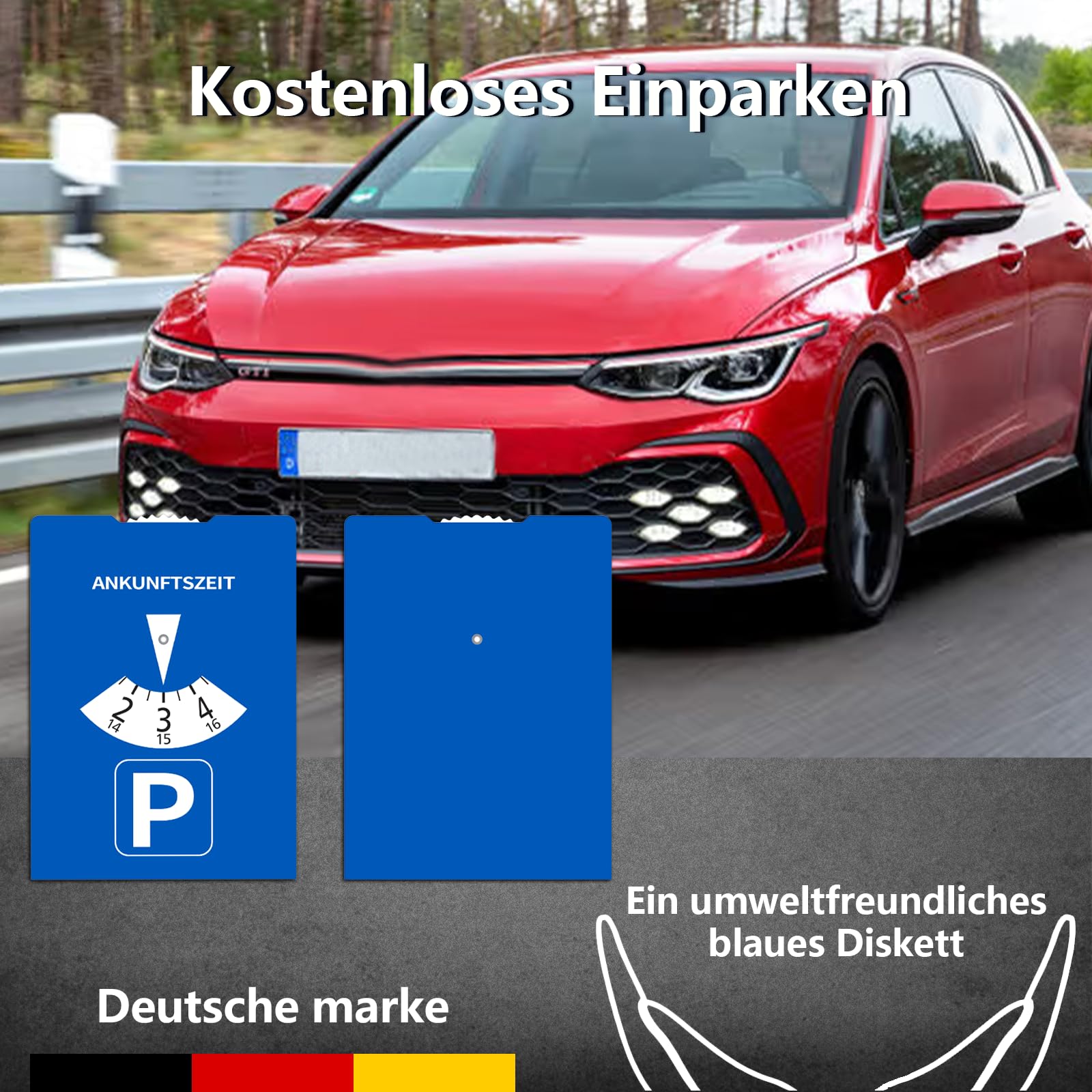 kinoco Parkscheibe aus Pappe, StVO-konform, 11x15 cm - Umweltfreundlich & strapazierfähig für Auto, LKW, Wohnmobile