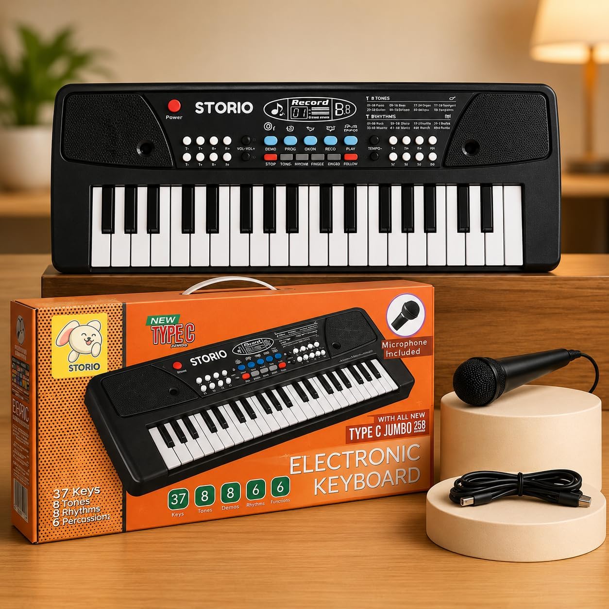 37 Keys Piano BigFun Kids Piano Keyboard with Mic (1 Year Warranty) | 37 Keys, 8 Rhythms, 8 Tones & 6 Demo Songs | Electronic Musical Toy for Boys & Girls Age 2-9 | Educational & Recording Musical Toy-image-41
