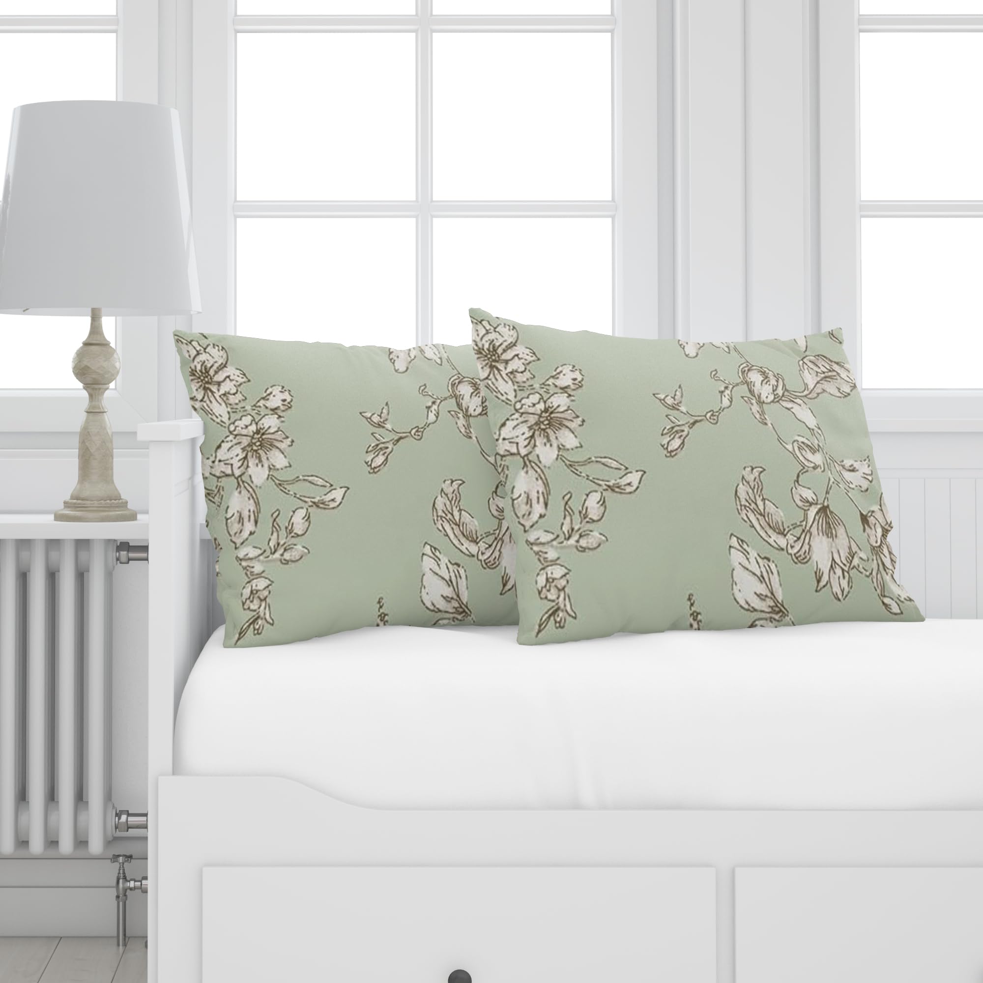 LINENWALAS 100% Cotton Twill King Size Pillow Case Set of 2 | Soft, Breathable & Durable Printed Pillowcases |Premium Cotton Twill Bed Pillow Covers (20x36 Inches, Pista Green)