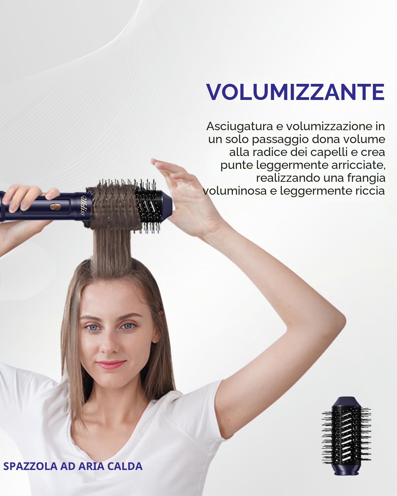 UKLISS 6 in 1 Airstyler, Spazzola Asciugacapelli & Hairstyler Set con Arricciacapelli Automatico, Phon per Capelli, Thermal Brush, Spazzola Lisciante per Capelli, Regali per Donne Styling - Blu