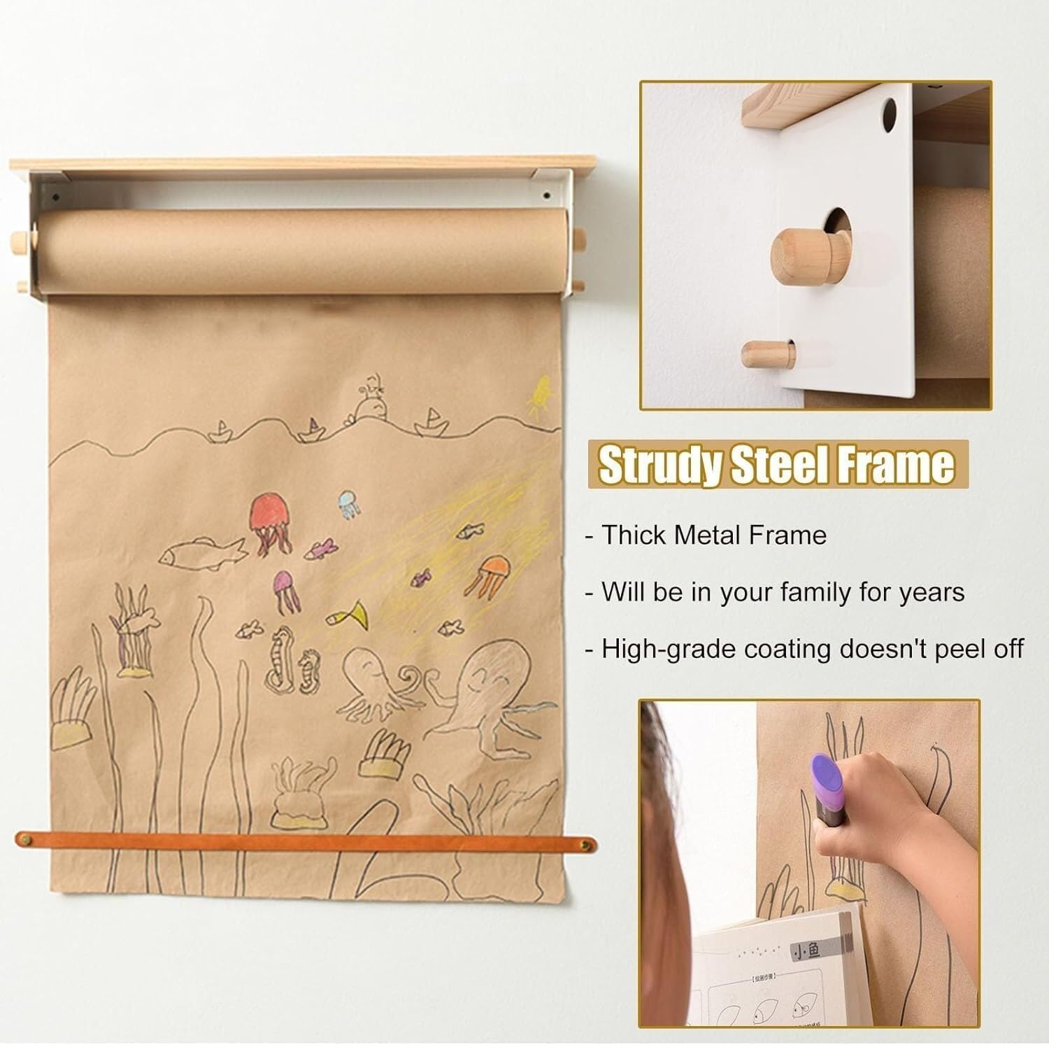 Distributeur De Rouleaux De Papier Kraft De 45 Cm À 66 Cm De Large avec Support Chevalet Et Étagère Supérieure. Largeur du Papier : 45 Cm.