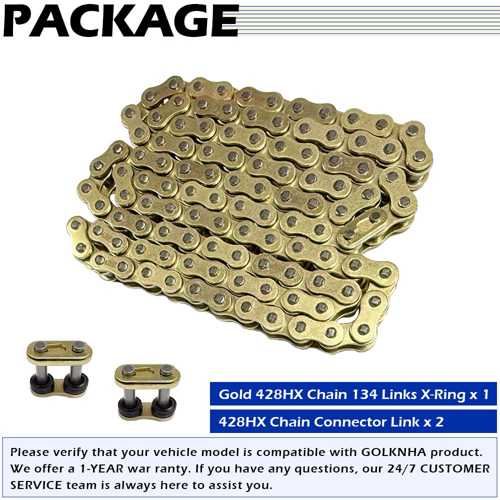 Gold 428 X-Ring Motorcycle Chain 134 Links OEM#92057-0684 27600-46911-130 — Amazon image 7
