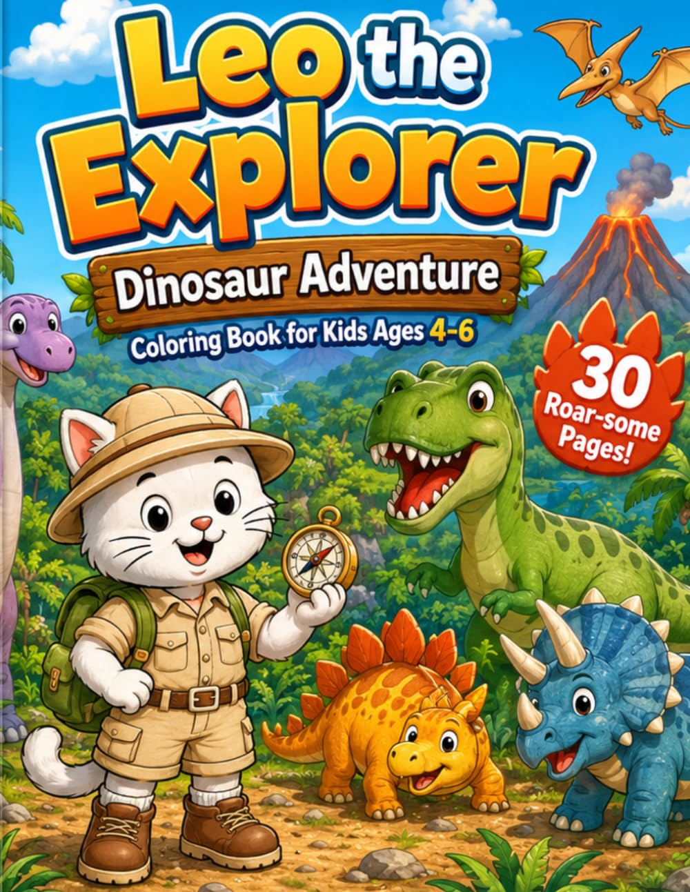 Leo the Explorer: Dinosaur Adventure Coloring Book for Kids Ages 4-6