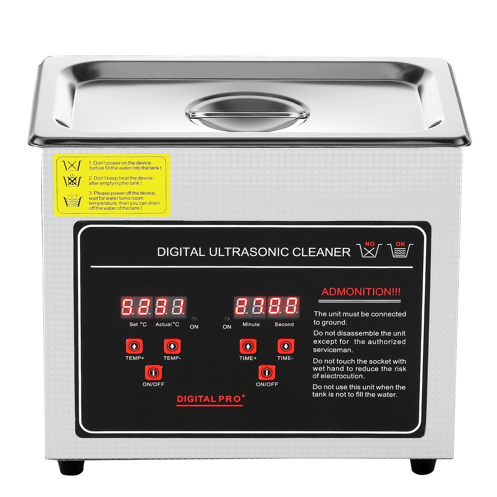 Happybuy Ultrasonic Cleaner with Digital Timer, 6L Stainless Steel Heating Machine,Professional for Jewelry and More