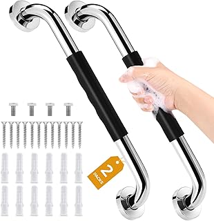 2Pack 16inch Grab Bars for Bathtubs and Showers, Premium Anti-Slip Handicap Shower Grab Bars for Seniors for Bathroom, Safety Shower Handles for Elderly for Wall, Shower Grip Bathroom Handrail