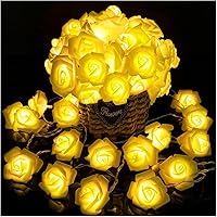 Vista 8 de Cadena de luces de rosas, 20 LED, luces de rosas azules románticas que funcionan con pilas, 3 m de guirnalda de flores artificiales LED