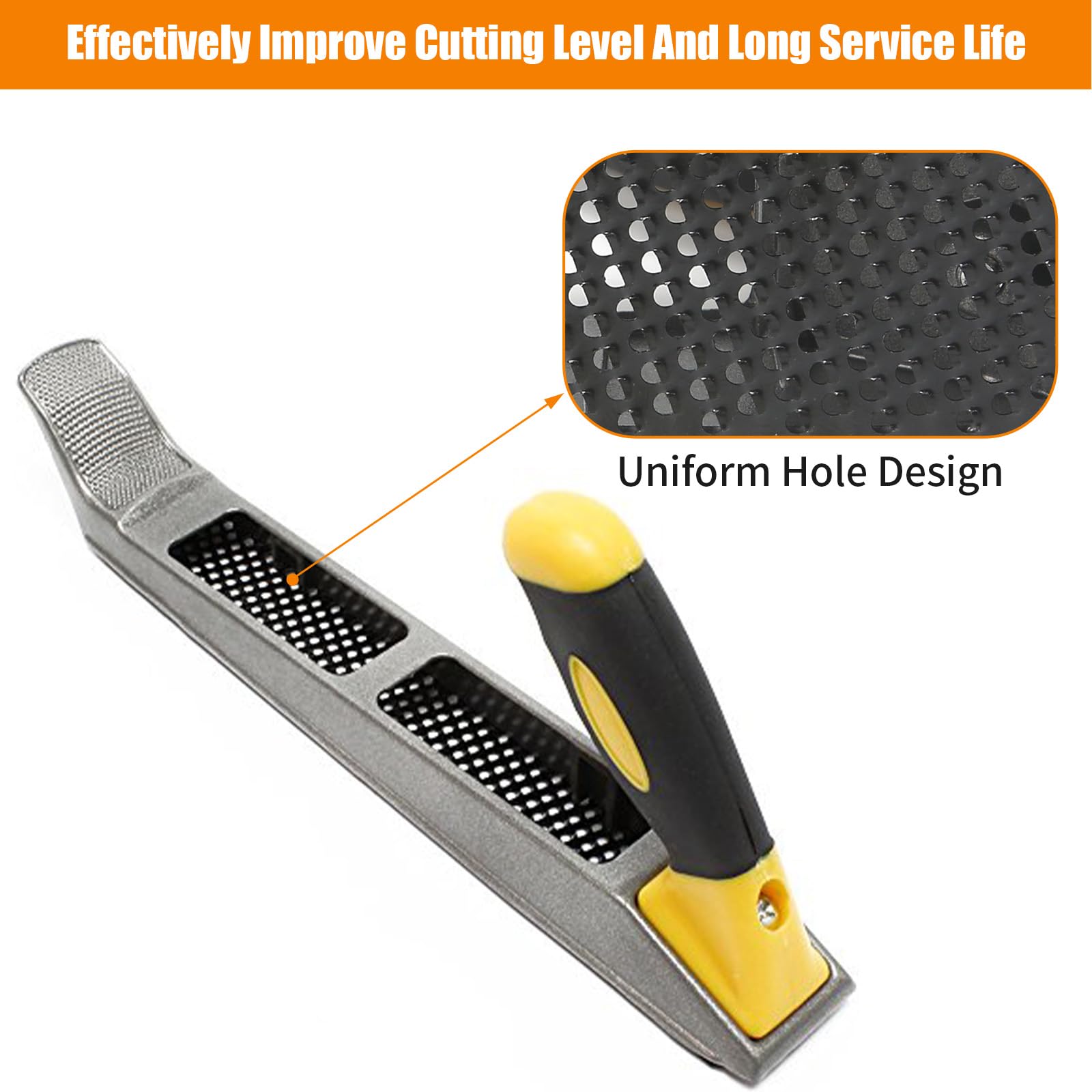 Wood Plane Tools, Metal Surform Block Plane, Stainless Steel File Planer with 2 X 300mm Mesh Blade and Ergonomic Handle - Image 3
