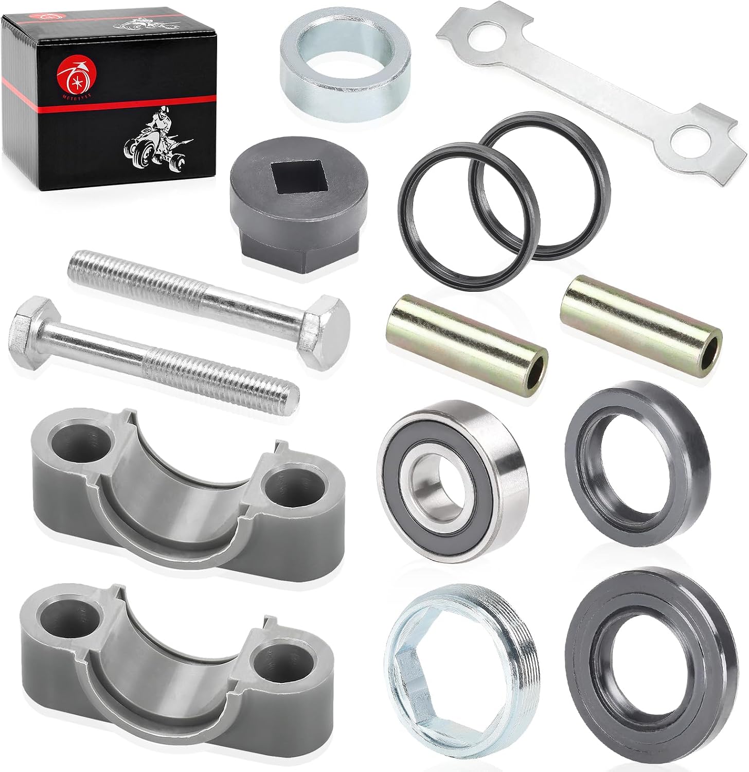 Steering Stem Bushing Bolt Bearing Seal Holder Nut & Removal Tool Kit For YAMAHA Banshee Big Bear Bruin Grizzly Kodiak Warrior Raptor Wolverine 350 400 450 600 660 700 YFZ450 YFB250 Timberwolf 250