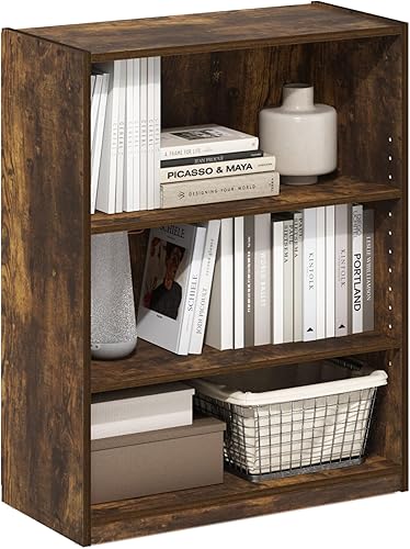 Miniatura 21 de Furinno JAYA Estantería de Libros, Estantería de 3 Niveles, Librero con Estantes Ajustables, 9.5 x 24.5 x 40.3 pulgadas, para Sala de Estar,