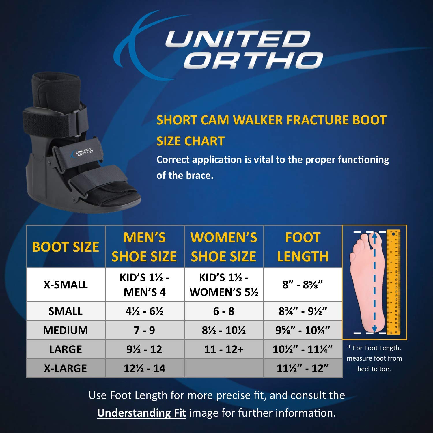 United Ortho USA14013 Short Cam Walker Fracture Boot, Small, Black : Health & Household