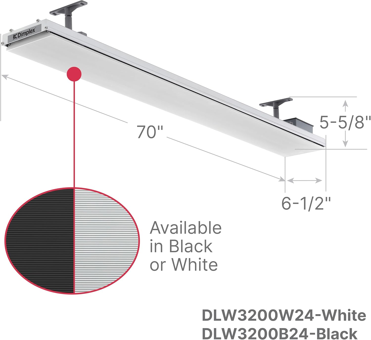 Dimplex DLW Series 3200W Electric Patio Heater dimensions
