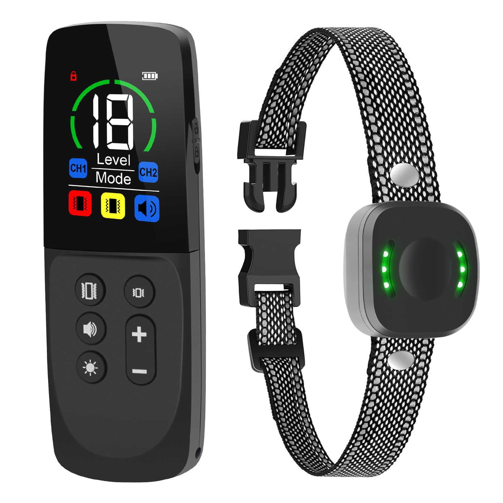 Sponsored Ad – Dog Training Collar With Remote - Vibrating Dog Collar, Rechargeable LED Light/Sound/Vibration/Strong Vibration 300M Remote Control Range for Dog Training Recall, IP67 Waterproof