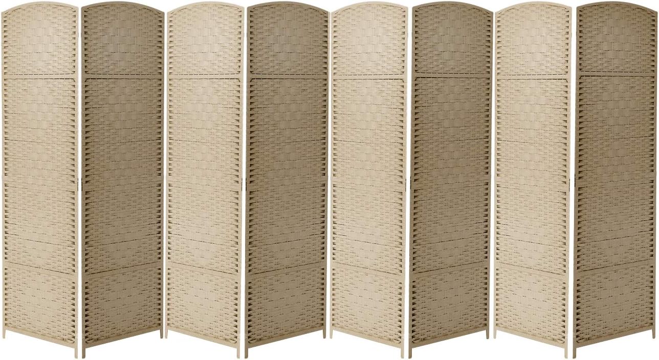 Sorbus 8 Panel Room Divider 6 ft. Tall - Privacy Screen, Extra Wide Double Hinged Panels, Diamond Double-Weaved, Partition Room Dividers and Folding Privacy Screens, Wall Divider for Room Separation