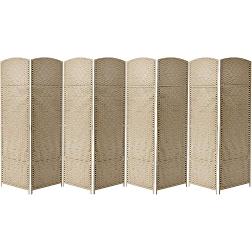 Sorbus Room Divider Privacy Screen, 6 ft. Tall Extra Wide Foldable Panel Partition Wall Divider, Double Hinged Room Dividers and Folding Privacy Screens, Diamond Double-Weaved (8 Panel, Beige)