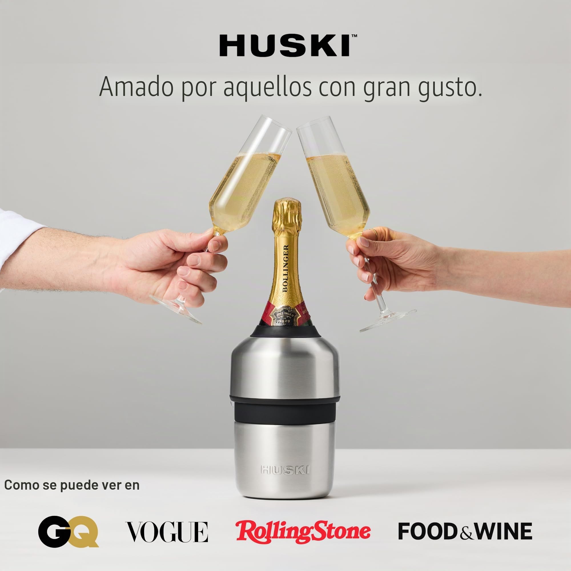 Huski Enfriador de champán | NUEVO | Diseño galardonado sin hielo con tapón de botella desmontable | Mantiene el vino frío hasta 6 horas | Se adapta a la mayoría de botellas de champán, Prosecco y