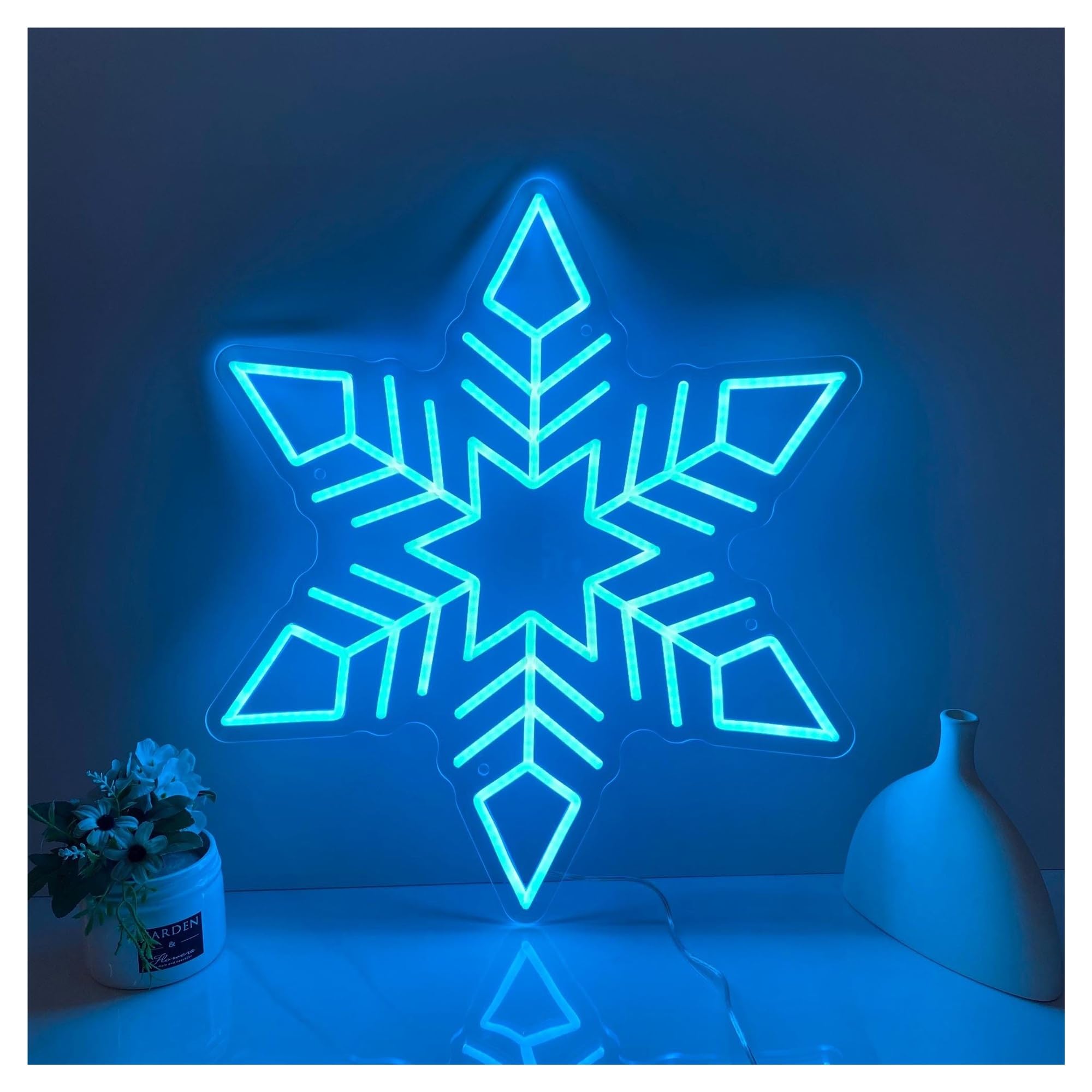 RONGCH Hanging Art Signs Snowflake Neon Sign Party Decor Home Bar Gameroom Bedroom Livingroom Birthday Wall Decoration 48cm